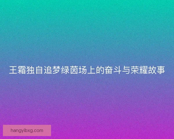 王霜独自追梦绿茵场上的奋斗与荣耀故事